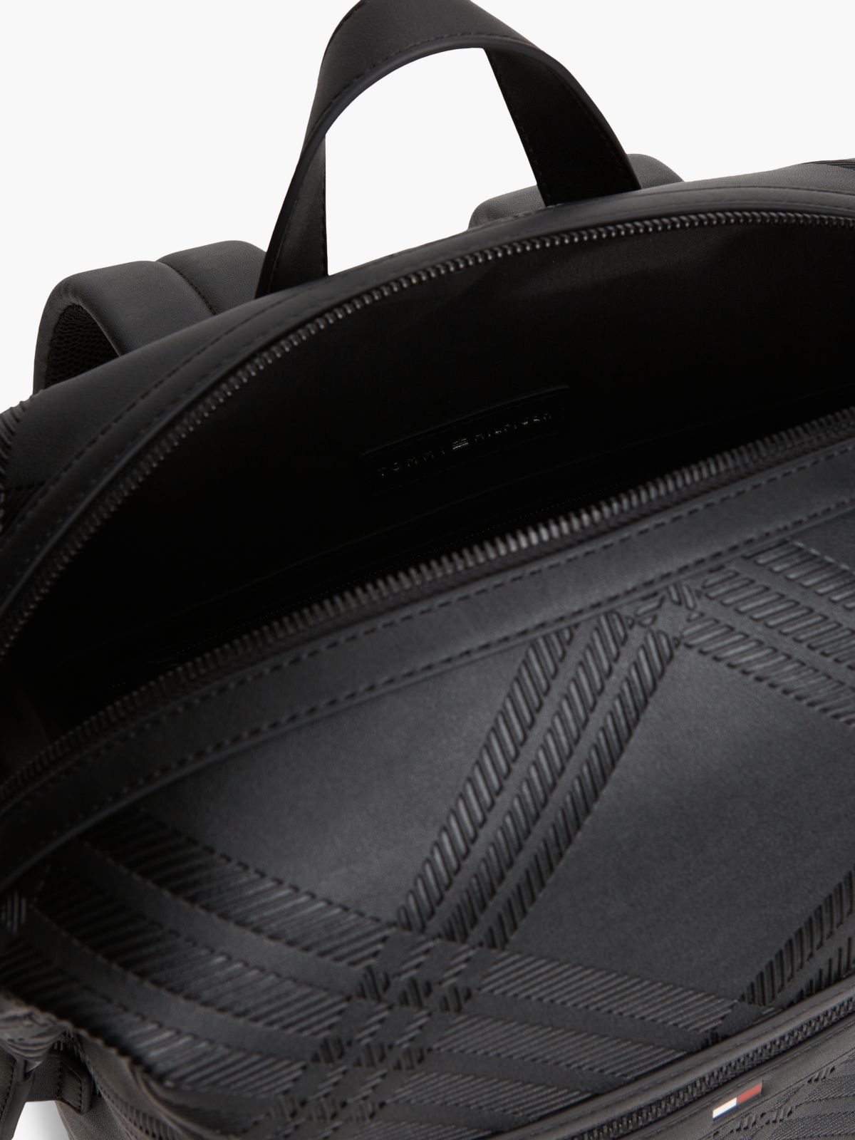 Corporate Flag Check Textured Backpack — Black