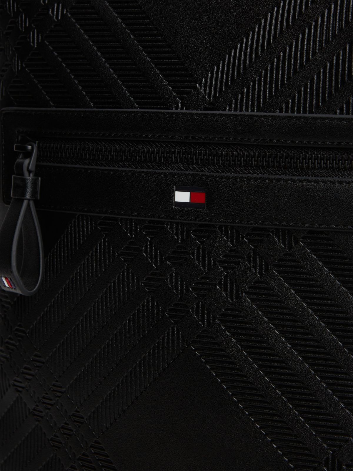 Corporate Flag Check Textured Backpack — Black