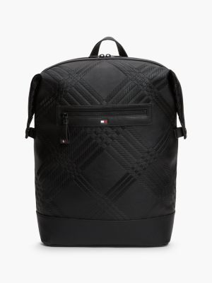 black plecak corporate z teksturą z motywem flagi dla mężczyźni - tommy hilfiger