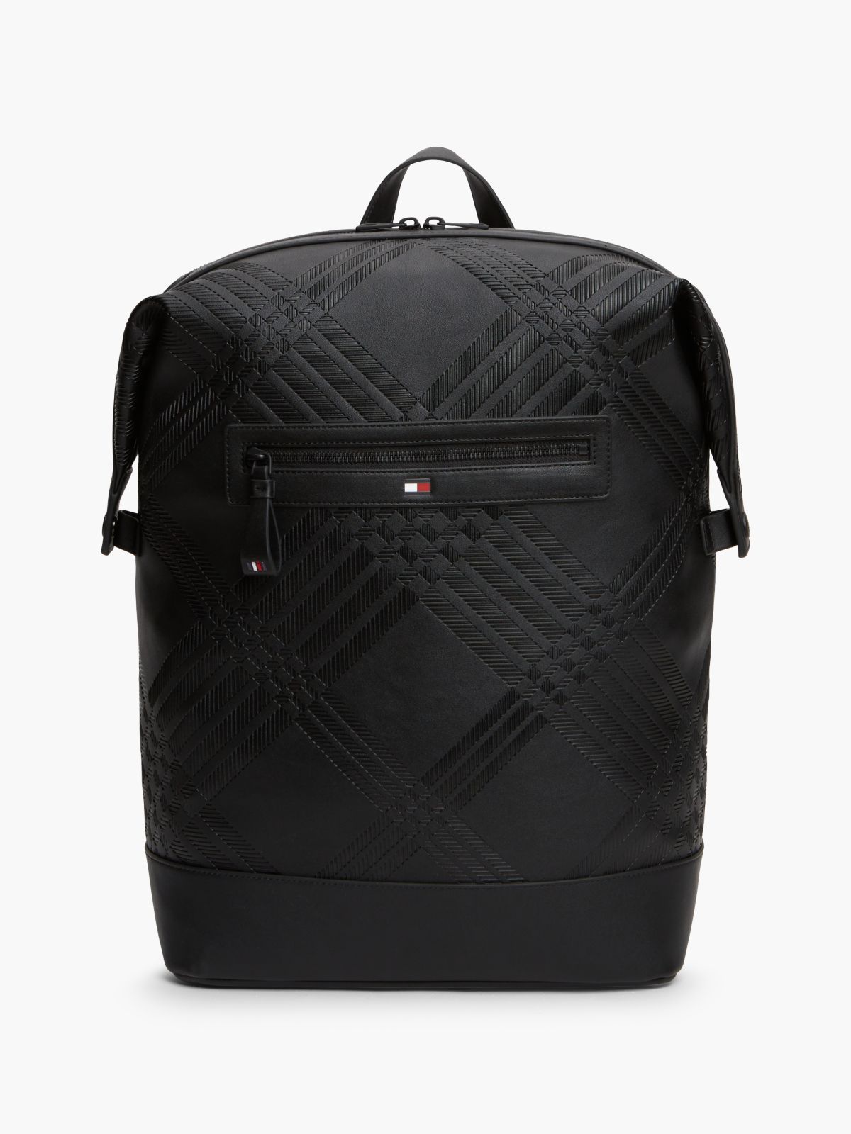 Corporate Flag Check Textured Backpack — Black
