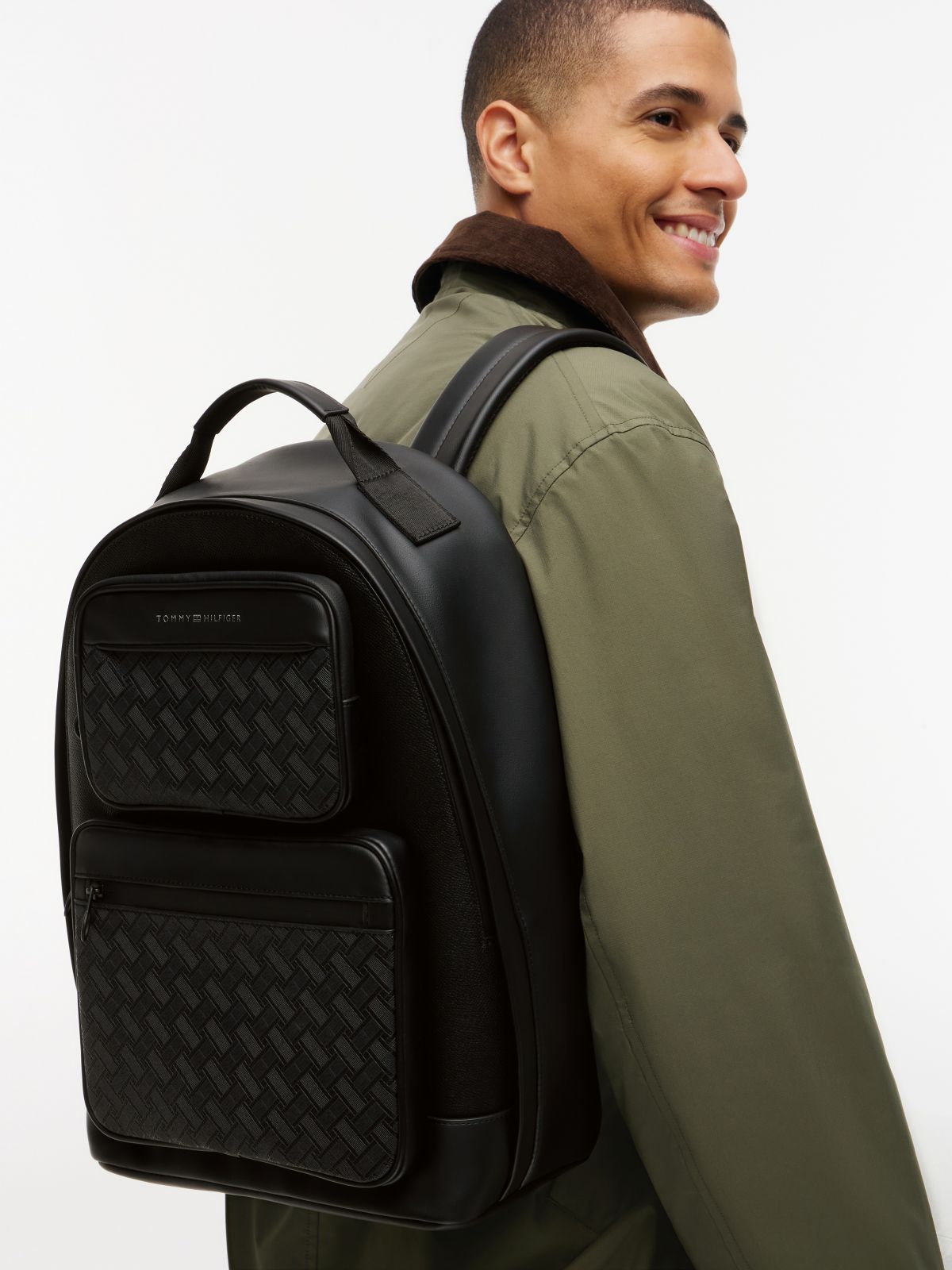 Modern Textured Dome Backpack — Black