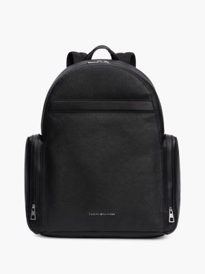 black th business leather dome backpack for men tommy hilfiger