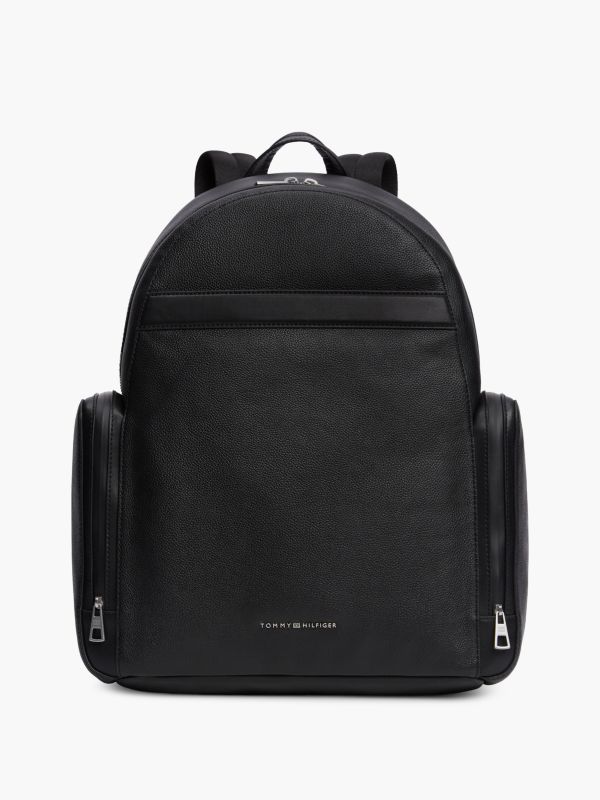 TH Business Leather Dome Backpack — Black