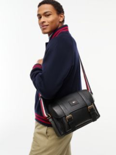 Casual Leather Crossbody Messenger Bag — Black 2