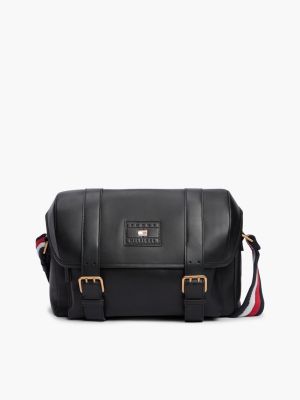 black casual leather crossbody messenger bag for men tommy hilfiger