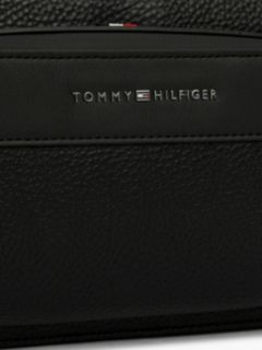 Metal Logo Textured Crossbody Reporter Bag — Black 5