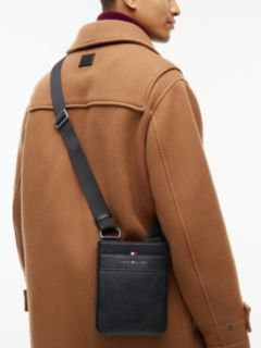 Metal Logo Textured Crossbody Bag — Black 2
