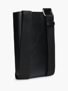 Metal Logo Textured Crossbody Bag — Black 3