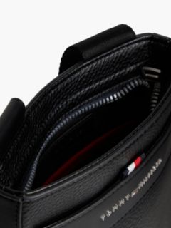 Metal Logo Textured Crossbody Bag — Black 4