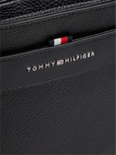 Metal Logo Textured Crossbody Bag — Black 5