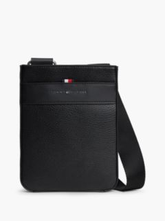 Metal Logo Textured Crossbody Bag — Black 1