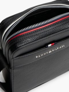 Metal Logo Textured Crossbody Reporter Bag — Black 4