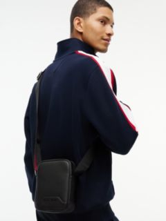 Textured Global Stripe Crossbody Reporter Bag — Black 2