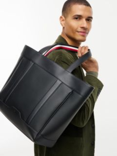 Global Stripe Textured Tote Bag — Black 2