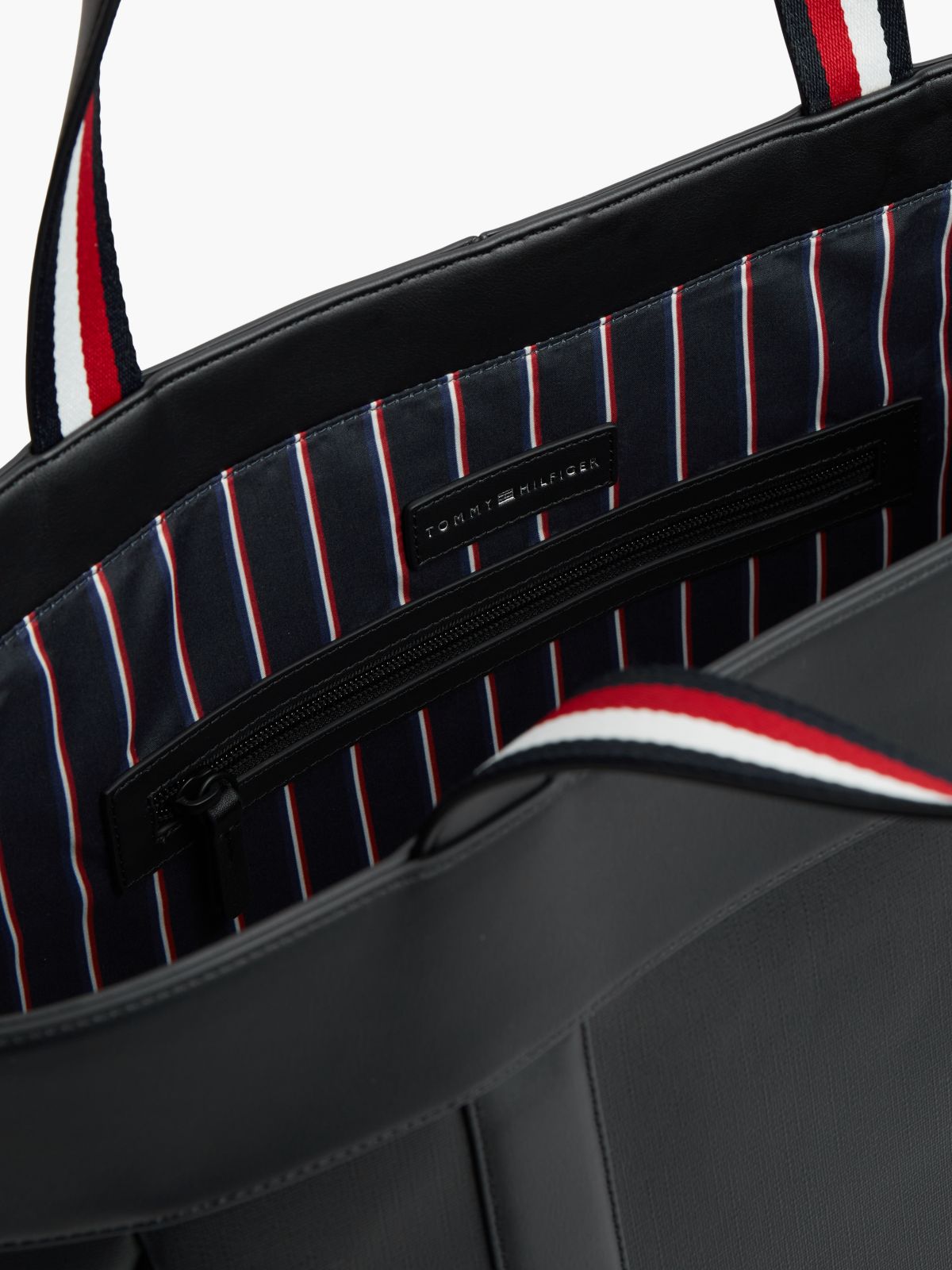 Global Stripe Textured Tote Bag — Black