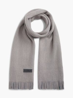 grey reversible global stripe pure wool scarf for men tommy hilfiger