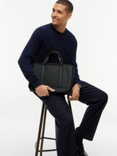 Textured Global Stripe Laptop Bag — Black 2