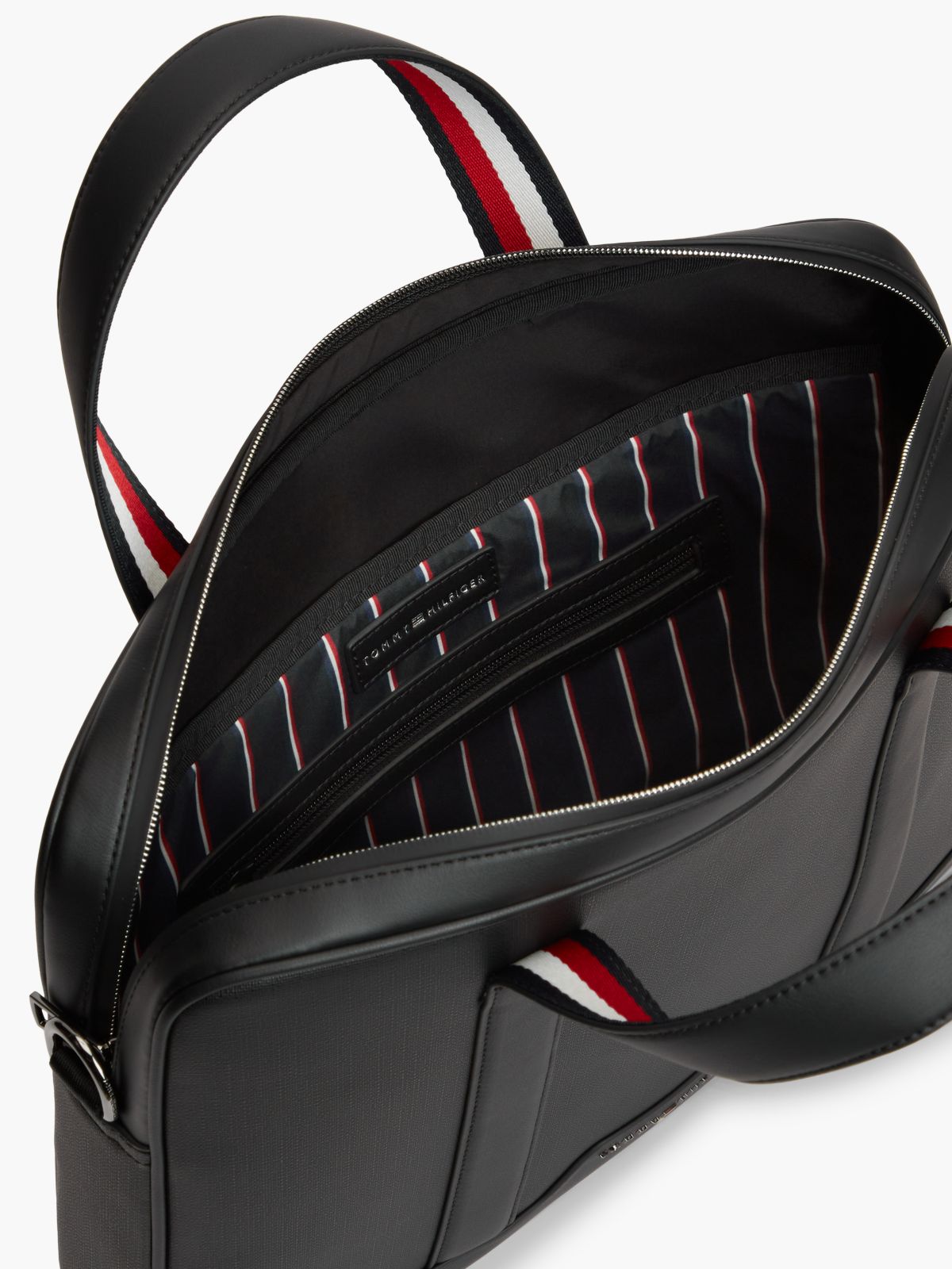 Textured Global Stripe Laptop Bag — Black