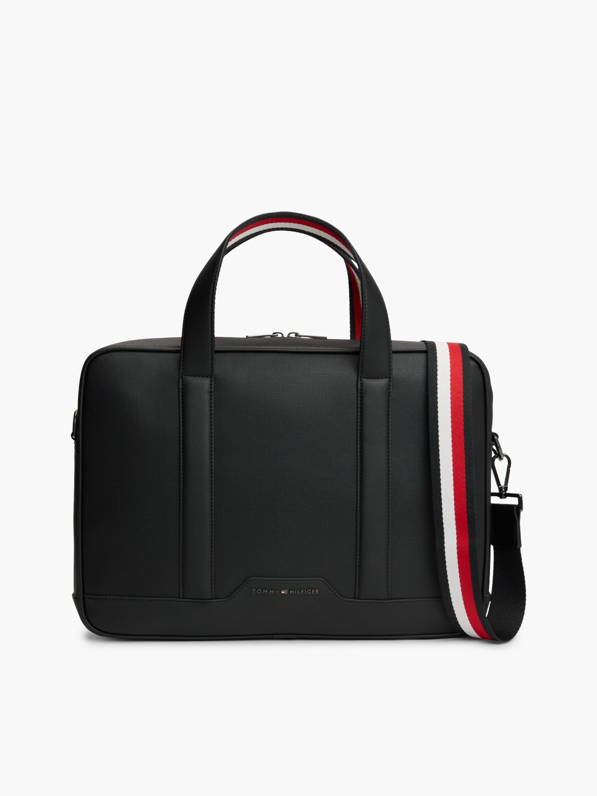 Textured Global Stripe Laptop Bag — Black
