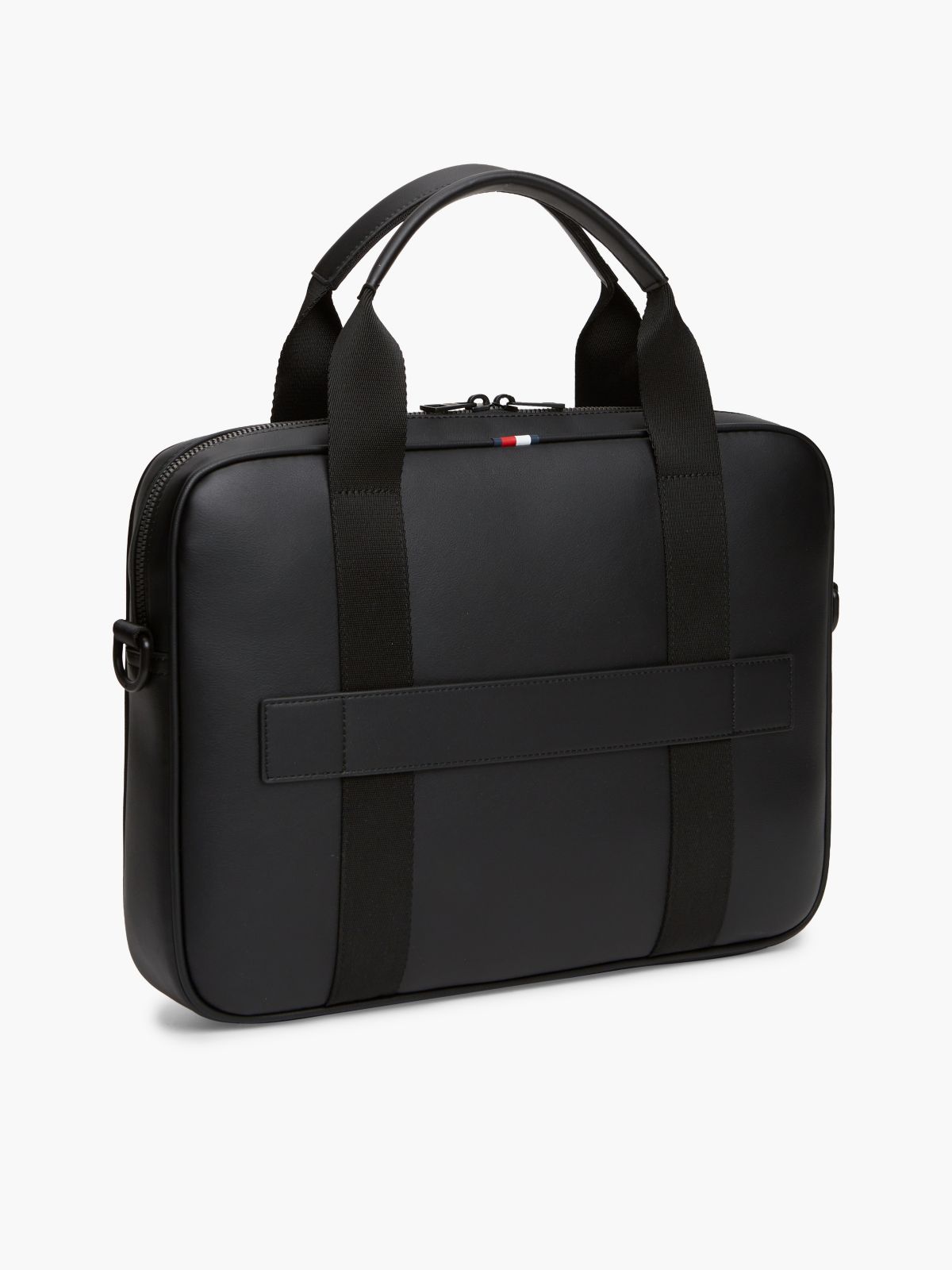 Enamel Flag Perforated Laptop Bag — Black