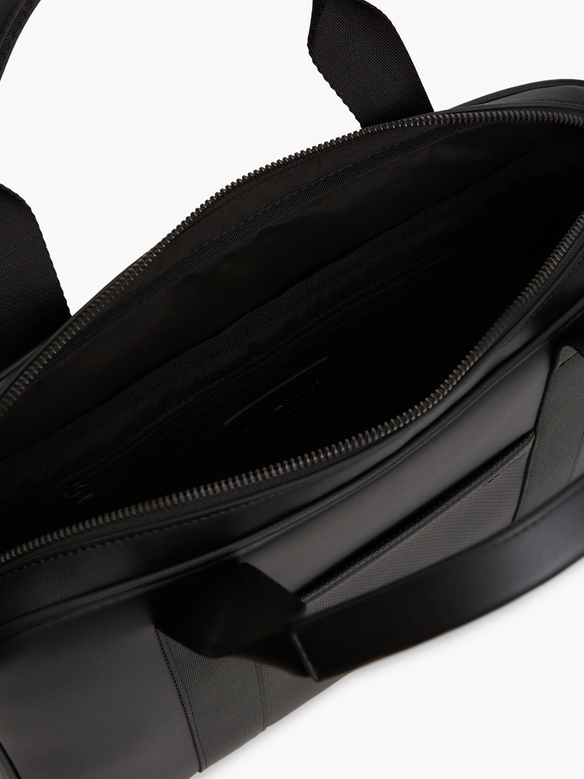 Enamel Flag Perforated Laptop Bag — Black