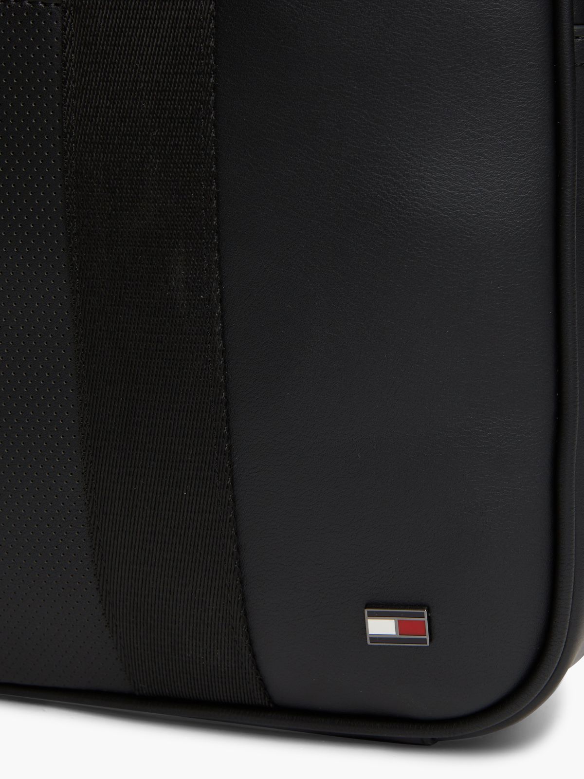 Enamel Flag Perforated Laptop Bag — Black