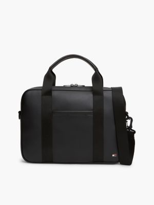 black enamel flag perforated laptop bag for men tommy hilfiger