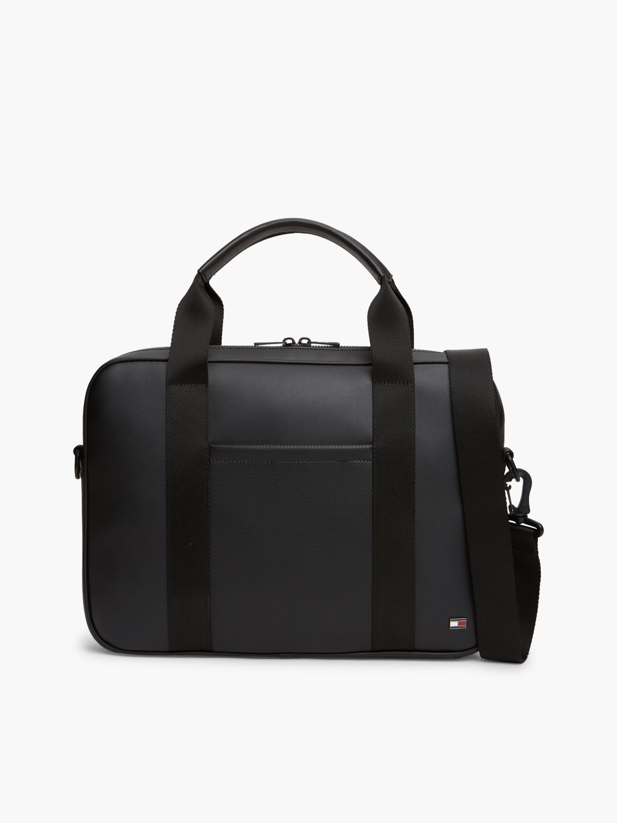 Enamel Flag Perforated Laptop Bag — Black