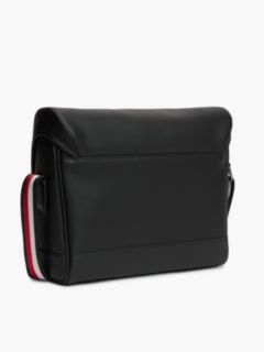 Global Stripe Strap Textured Messenger Bag — Black 3