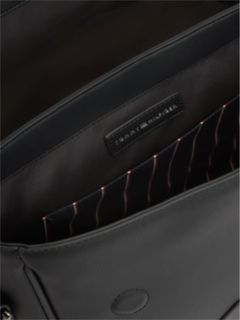 Global Stripe Strap Textured Messenger Bag — Black 4
