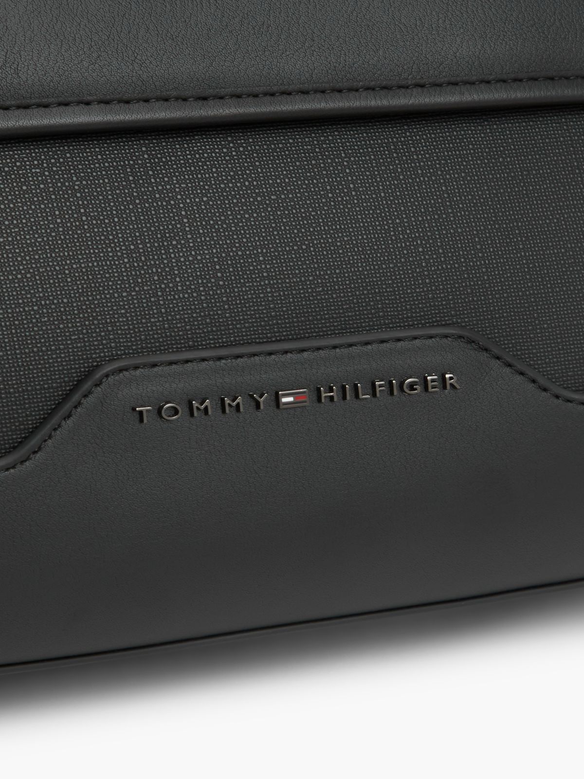 Global Stripe Strap Textured Messenger Bag — Black