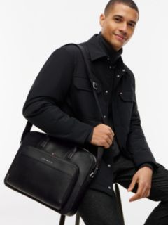 Metal Logo Textured Slim Laptop Bag — Black 2