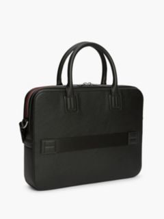 Metal Logo Textured Slim Laptop Bag — Black 3
