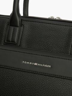 Metal Logo Textured Slim Laptop Bag — Black 5