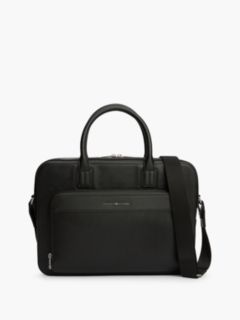 Metal Logo Textured Slim Laptop Bag — Black 1