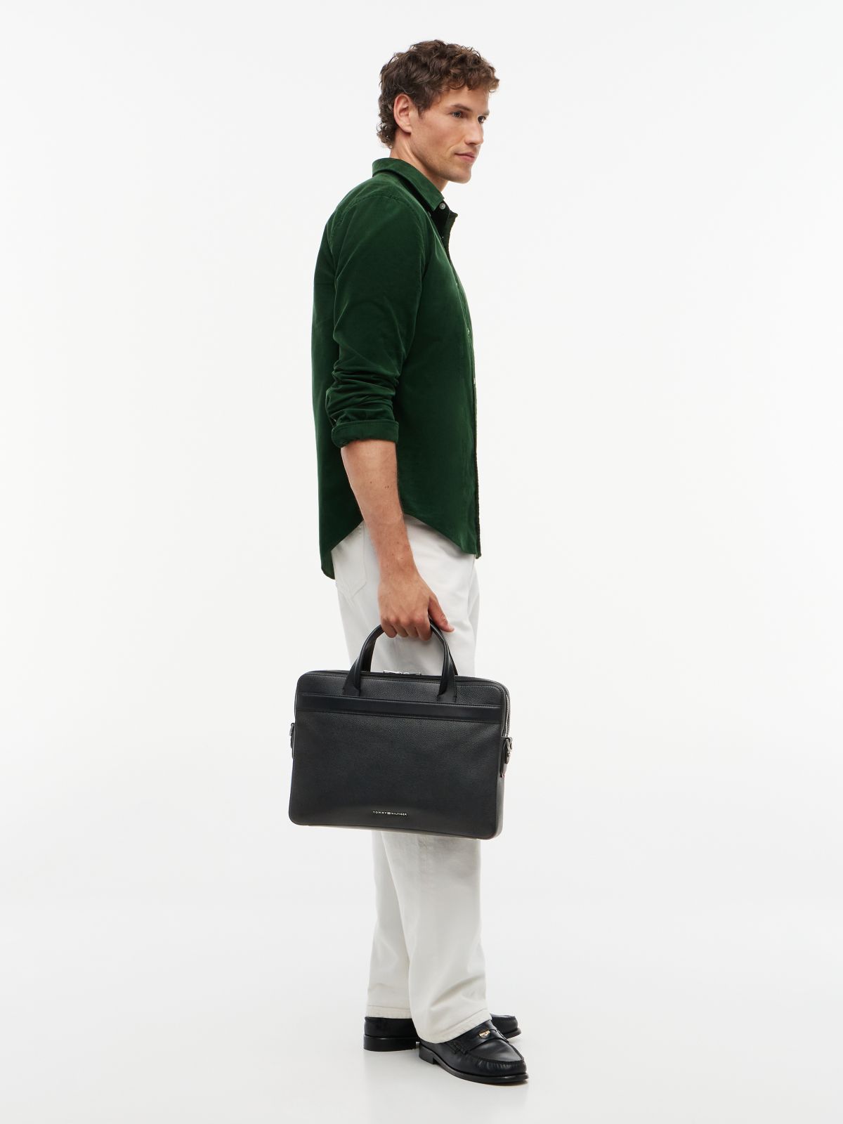 TH Business Leather Laptop Bag — Black
