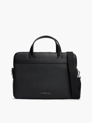 sacoche pour ordinateur th business en cuir black pour hommes tommy hilfiger