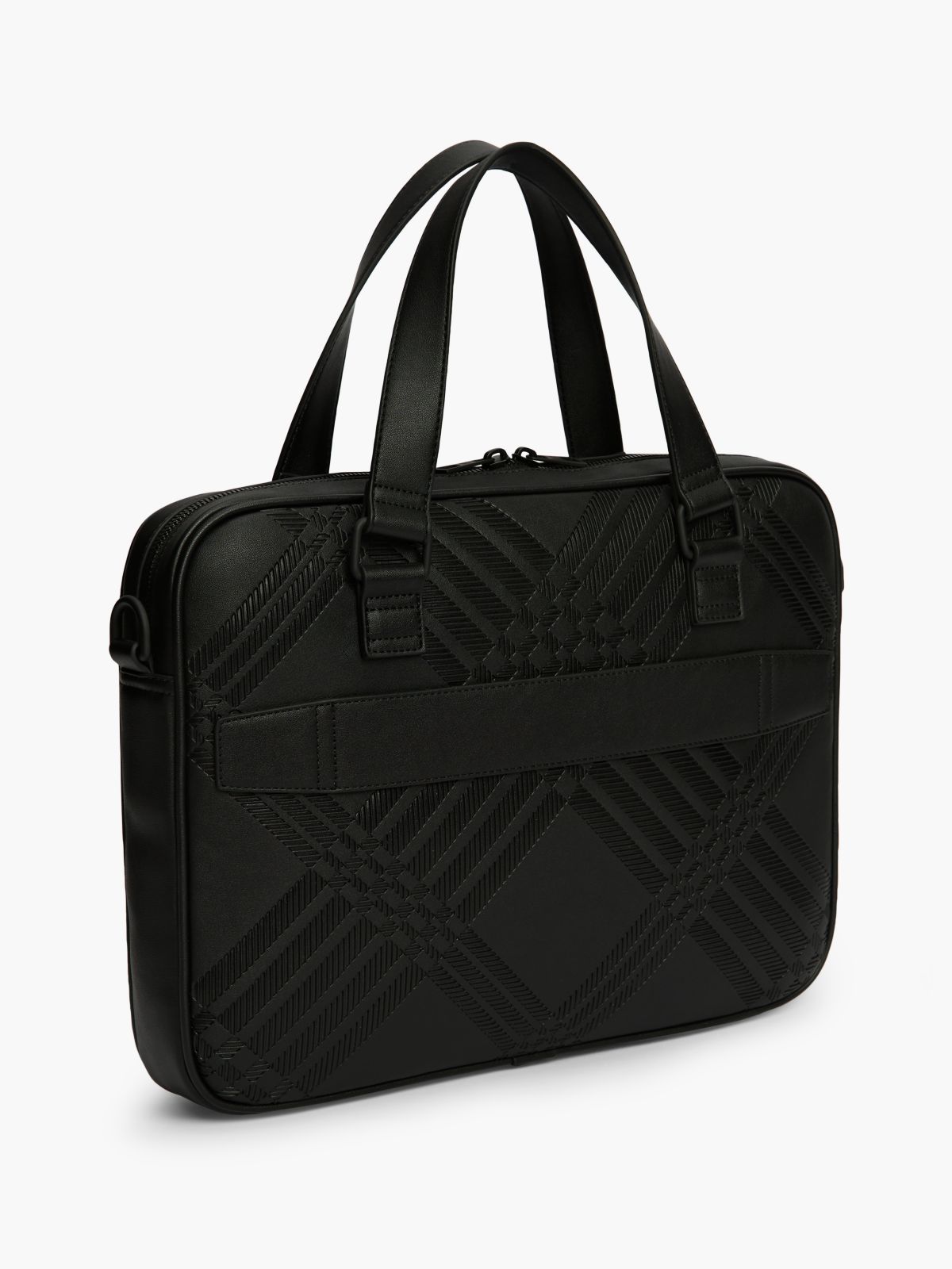 Corporate Flag Check Textured Laptop Bag — Black