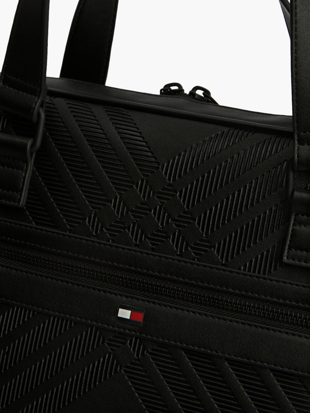 Corporate Flag Check Textured Laptop Bag — Black