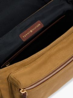 Textile Buckle Flap Crossbody Messenger Bag — Brown 4