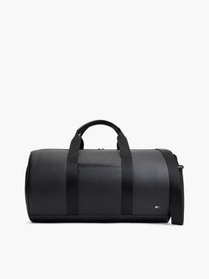 black dufflebag mit perforiertem detail und flag für herren - tommy hilfiger