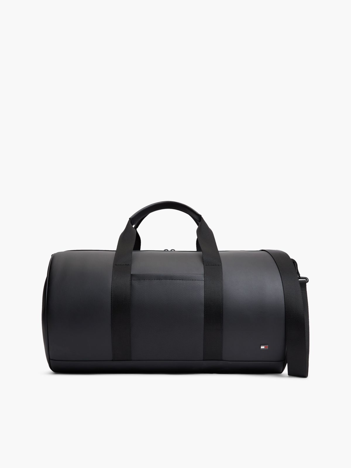 Enamel Flag Perforated Duffel Bag — Black