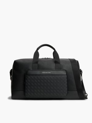 black modern dufflebag mit flag-struktur für herren - tommy hilfiger