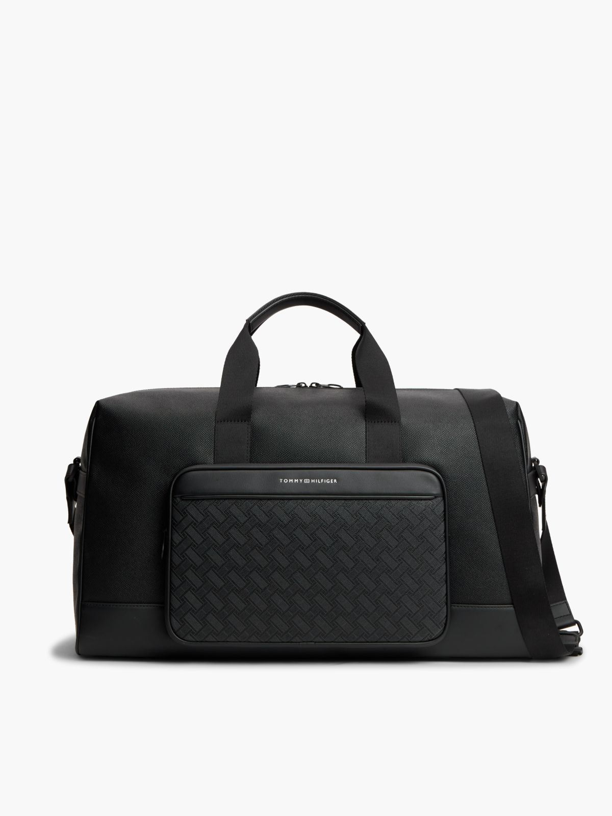 Modern Textured Flag Duffel Bag — Black