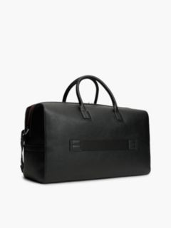 Metal Logo Pebble Grain Duffel Bag — Black 3