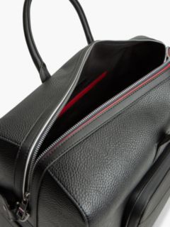 Metal Logo Pebble Grain Duffel Bag — Black 4