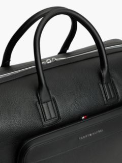 Metal Logo Pebble Grain Duffel Bag — Black 5