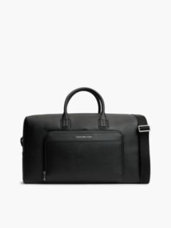 Metal Logo Pebble Grain Duffel Bag — Black 1