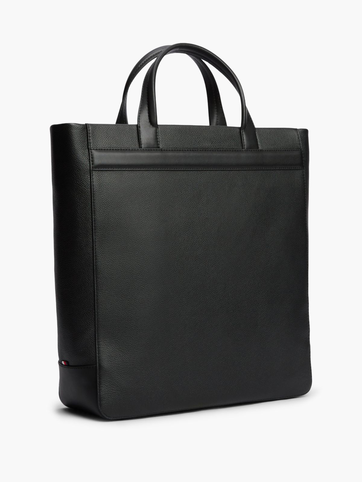 TH Business Leather Logo Tote Bag — Black