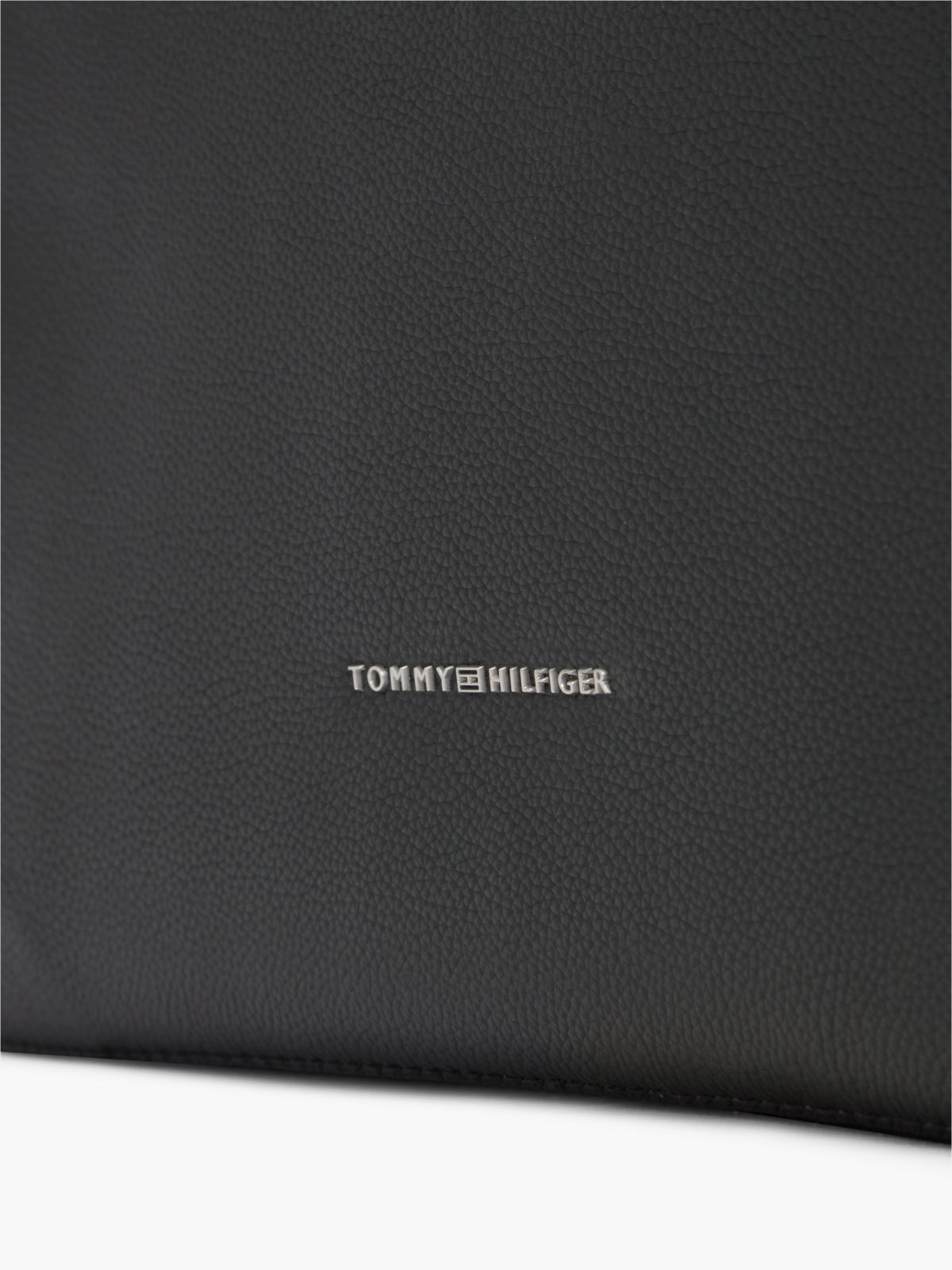 TH Business Leather Logo Tote Bag — Black